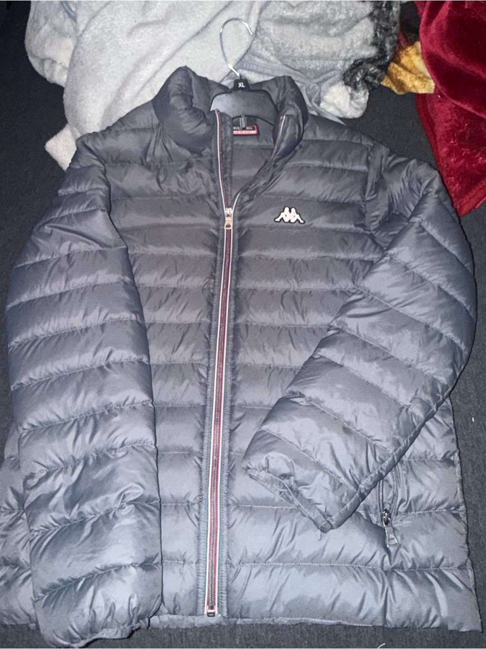 Kappa Navy Quilted Puffer Jacket with Red Trim